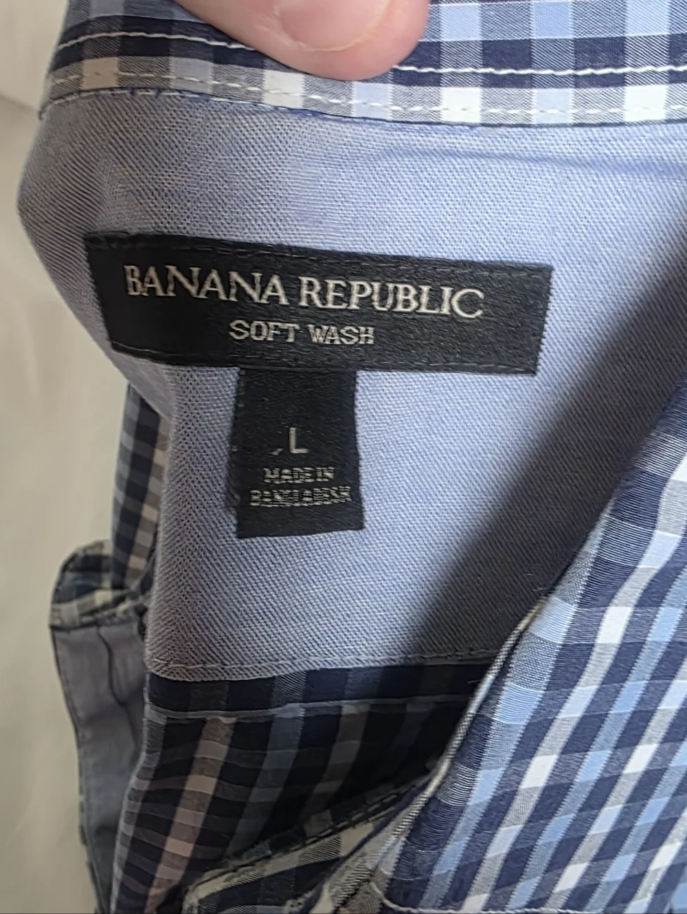 Banana Republic Men's Blue & Purple Plaid Soft Wash Button-Up Shirts Size Large